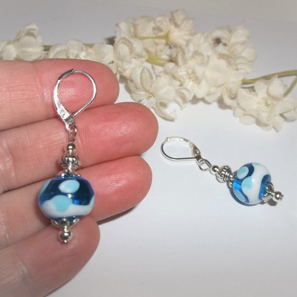 Blue Earring, Earrings, Blue Jewelry, Blue Dangle Earring, Earring, Earring 7667 - Picture 6 of 8